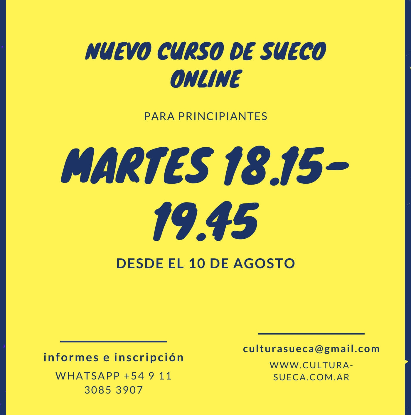 NUEVO CURSO DE SUECO ONLINE AGOSTO 2021